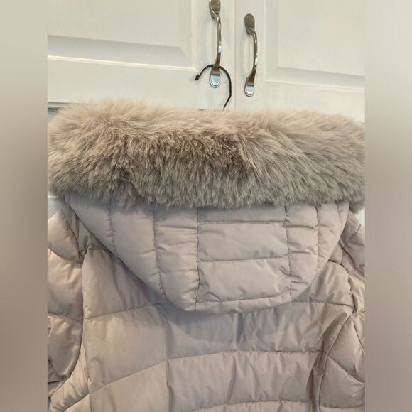Calvin Klein Sorona Aura Lightweight Cream Chevron MidLength Puffer Coat Size LG - Picture 12 of 15